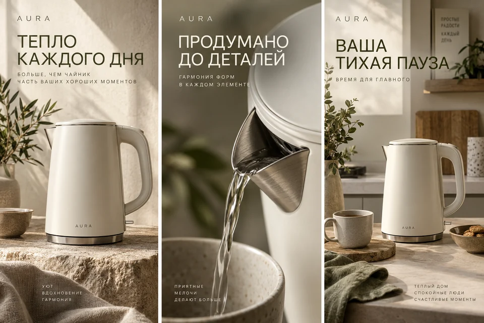 Чайник AURA в кремовом исполнении
